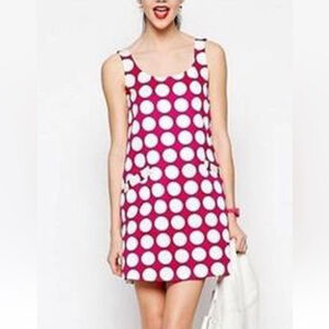 Love Moschino Pink and White Polka Dot Sleevless Mini Dress Front Pockets SzUS8
